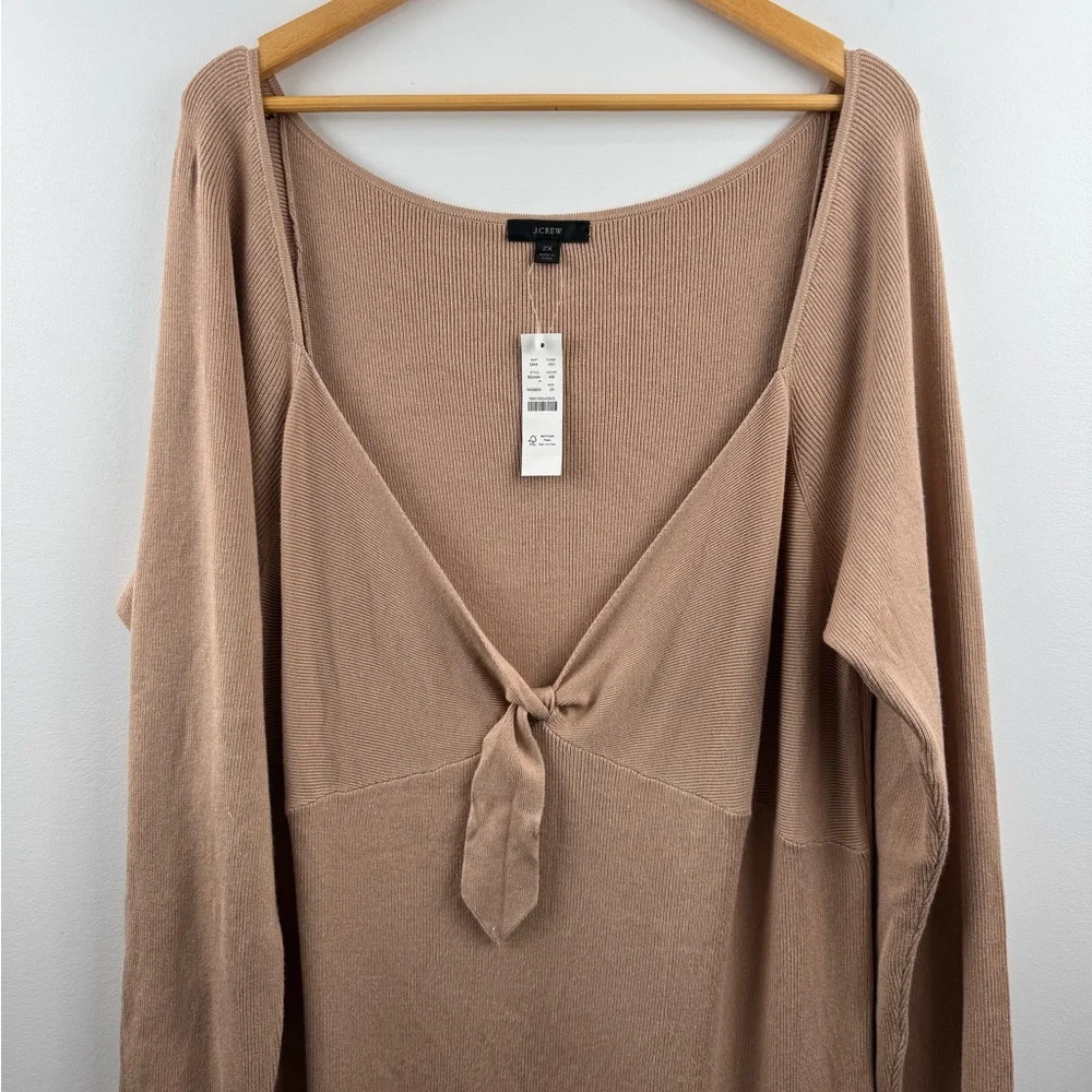 NWT J Crew Women Ribbed‎ Tie-Front Ballet Style Sweater Dress Size 2X
